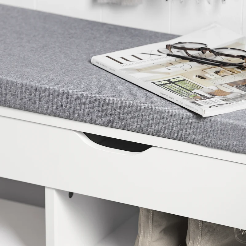 SoBuy FSR45-HG Banc à Chaussures avec Coussin Rembourré et Rangement pour Bottes, Meuble d'Entrée – 80x30x46 cm, Gris