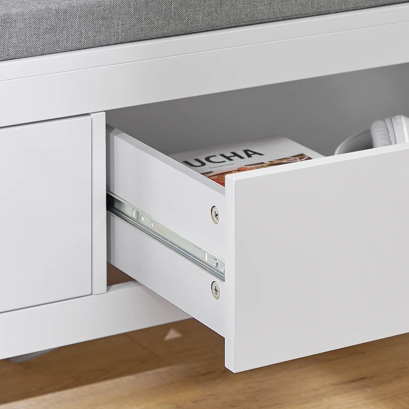 SoBuy FSR74-W Banc à Chaussures avec Coussin Rembourré et Rangement pour Entrée Couloir – 100x40x40 cm, Blanc
