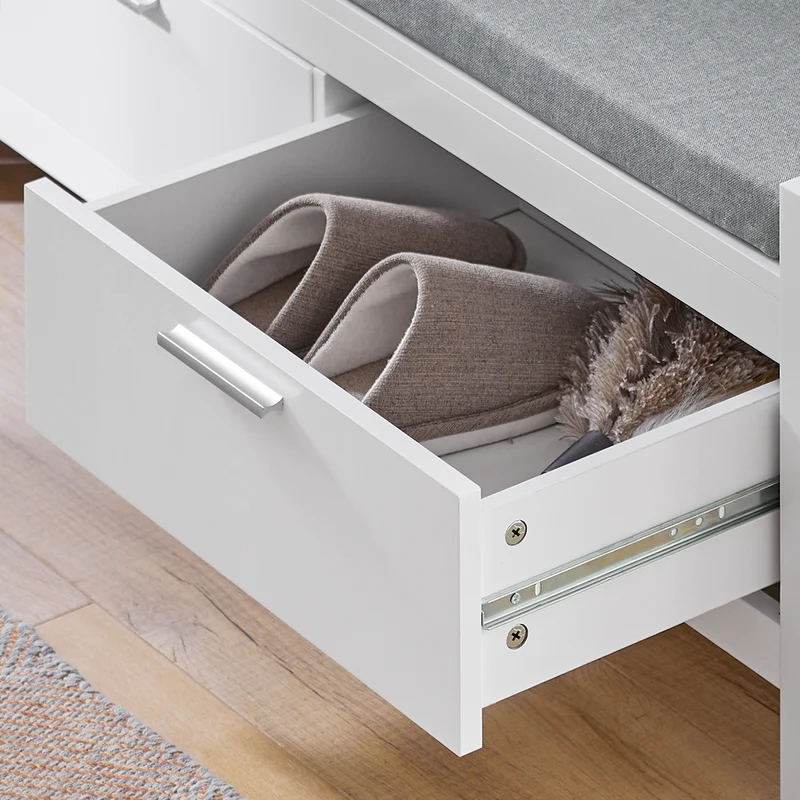 SoBuy FSR74-W Banc à Chaussures avec Coussin Rembourré et Rangement pour Entrée Couloir – 100x40x40 cm, Blanc