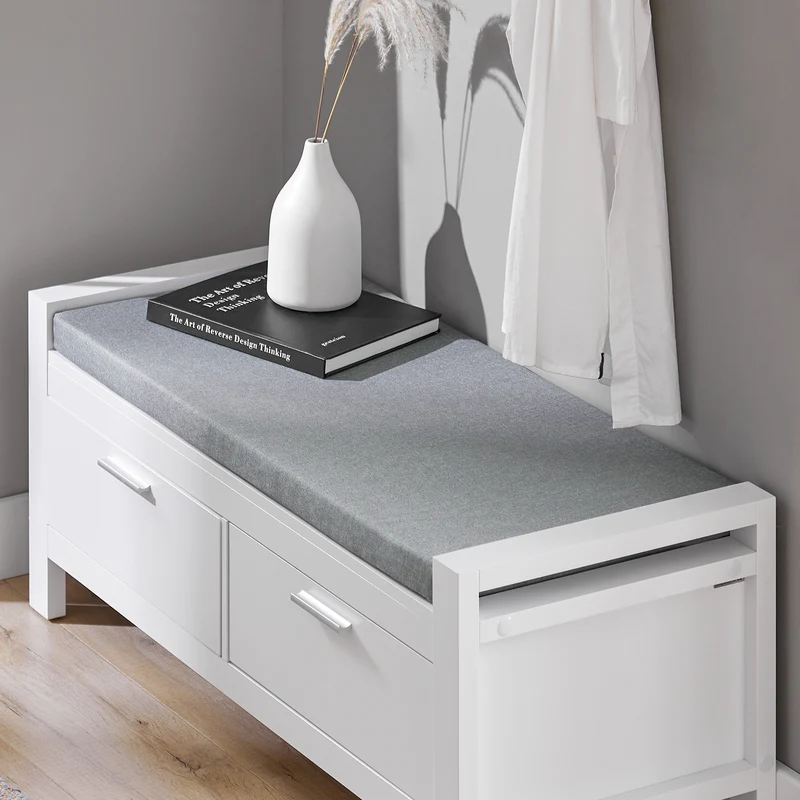 SoBuy FSR74-W Banc à Chaussures avec Coussin Rembourré et Rangement pour Entrée Couloir – 100x40x40 cm, Blanc