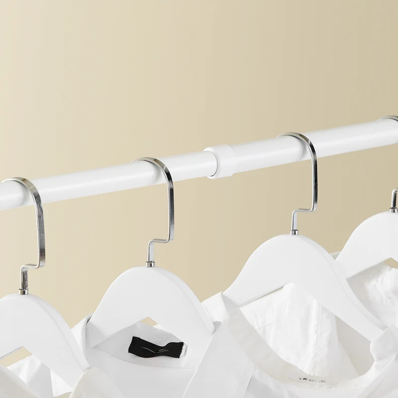 SoBuy KLS03-II-W Portant à vêtements télescopique solide - Penderie ouverte réglable avec tringles, Porte manteau pour chambre/dressing, Blanc