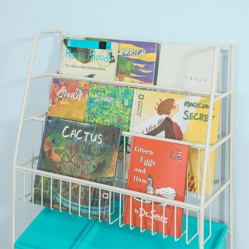 SoBuy KMB07-B Bibliothèque + Coffre de Rangement Coffre à Jouets Étagère à Livres pour Enfants