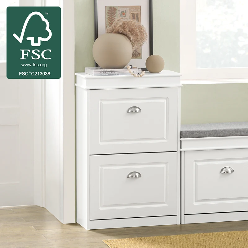 SoBuy FSR78-W Meuble à Chaussures Compact 54 cm – Étagères Réglables et Tiroir – Bois FSC – Blanc