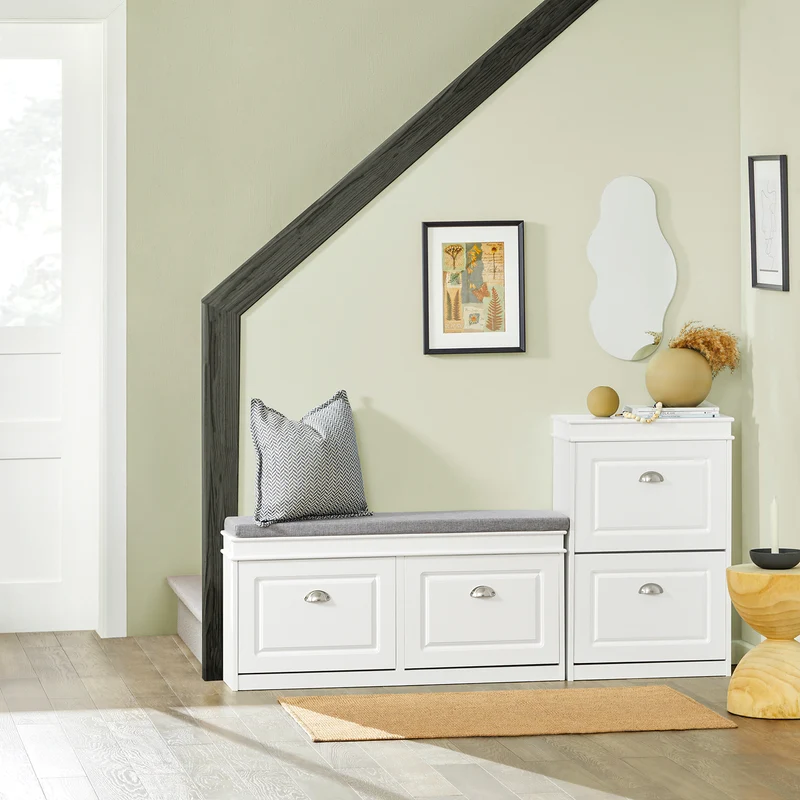 SoBuy FSR78-W Meuble à Chaussures Compact 54 cm – Étagères Réglables et Tiroir – Bois FSC – Blanc