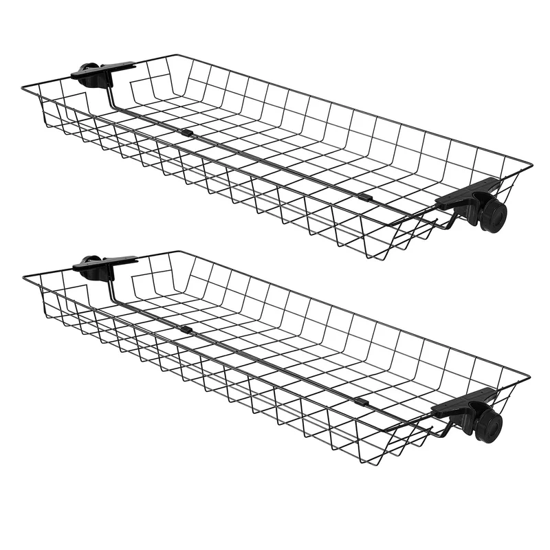 sebuyfr.comG34-P02 Set de 2 Paniers de Rangement Métal pour Système de Penderie Télescopique – Paniers pour Porte-vêtements et Portemanteau