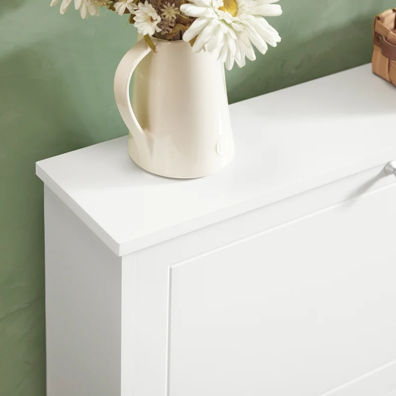 SoBuy FSR99-W Meuble à Chaussures Ultra-Slim 18 cm à 2 Abattants – 8 à 10 Paires – Blanc