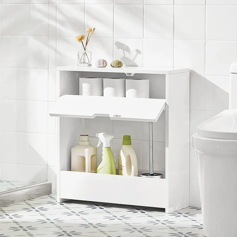 SoBuy BZR48-W Support Papier Toilette, Armoire Toilettes WC, Meuble de Salle de Bain, Armoire de Salle de Bain sur Pied