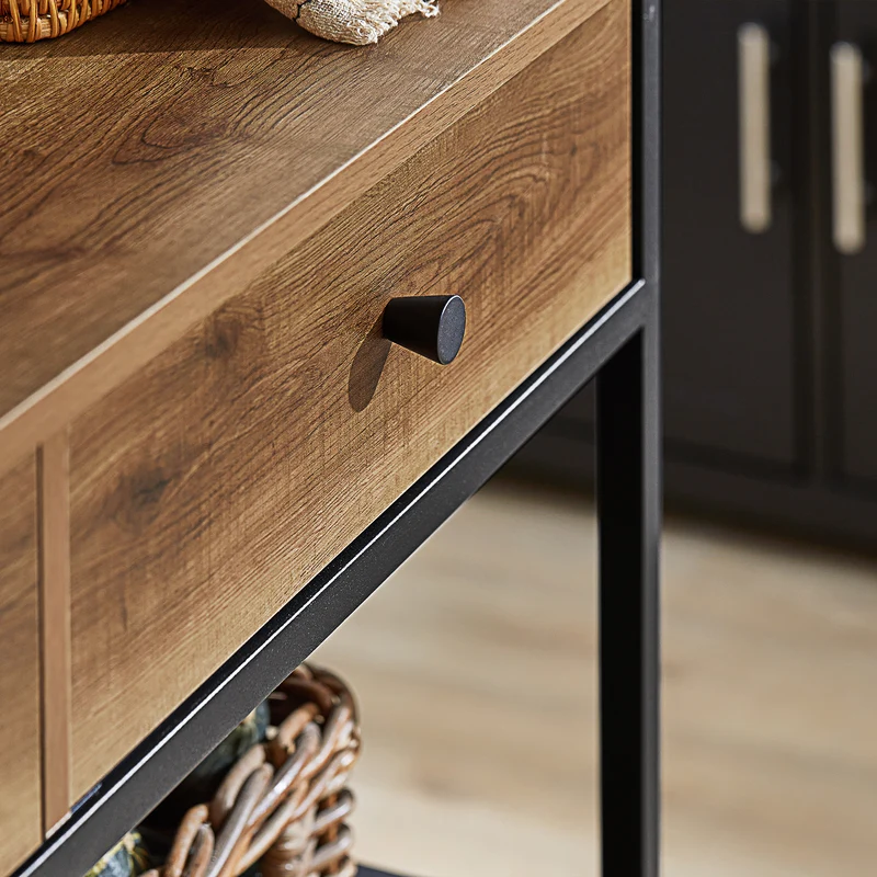 SoBuy FKW112-PF Desserte de Cuisine à Roulettes – Style Industriel, 2 Tiroirs, 2 Étagères, 60 kg, 100×45×93 cm