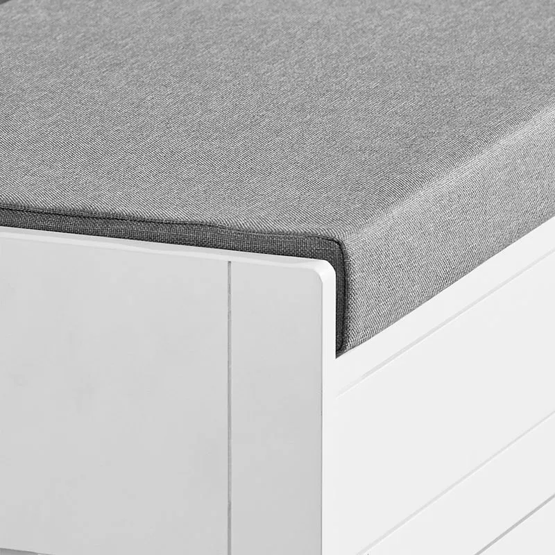 SoBuy FSR102-W Banc à Chaussures avec Coussin Rembourré, Coffre et 2 Portes de Rangement pour Entrée – 90x33x50 cm, Blanc