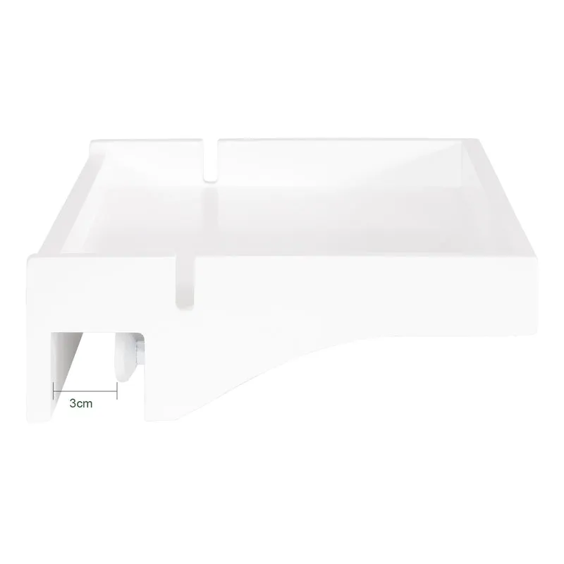 SoBuy NKD01-W Tablette de lit Amovible à encoches câbles - Plateau en Bambou pour Livres, Smartphones & Lunettes - Adapté aux Cadres de lit de 1-3cm 36x25x9cm Blanc