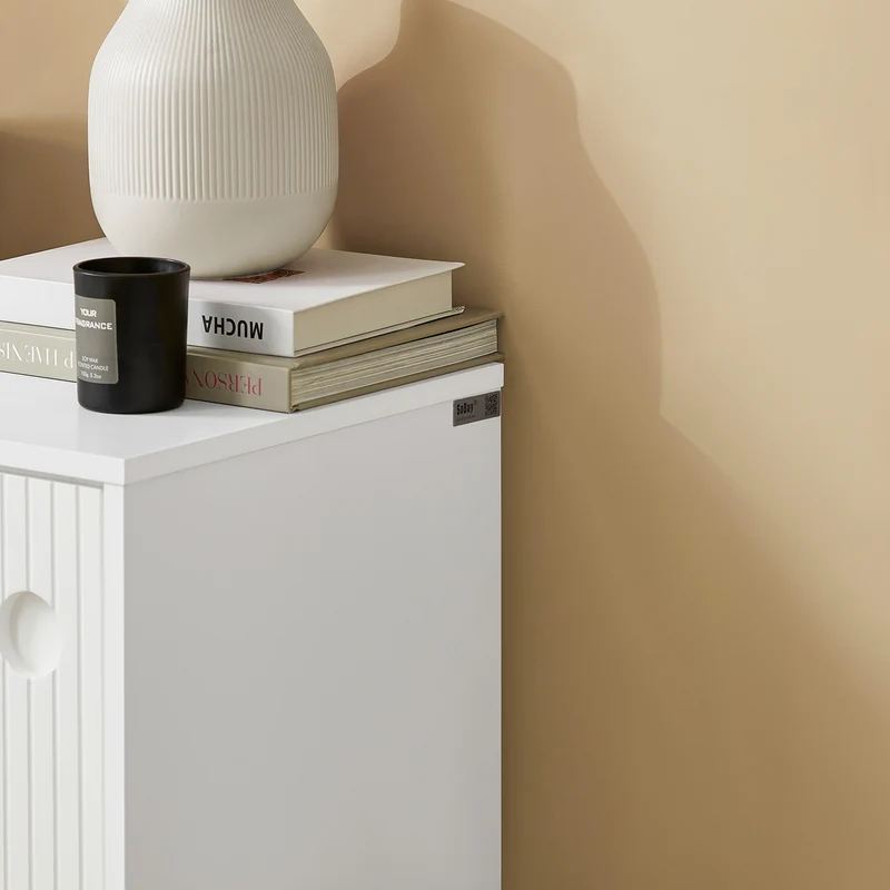 SoBuy FSB62-W Meuble d’Entrée avec Rangement Chaussures Intégré – 2 Portes Coulissantes – Entrée Organisée – 70x37x87 cm Blanc