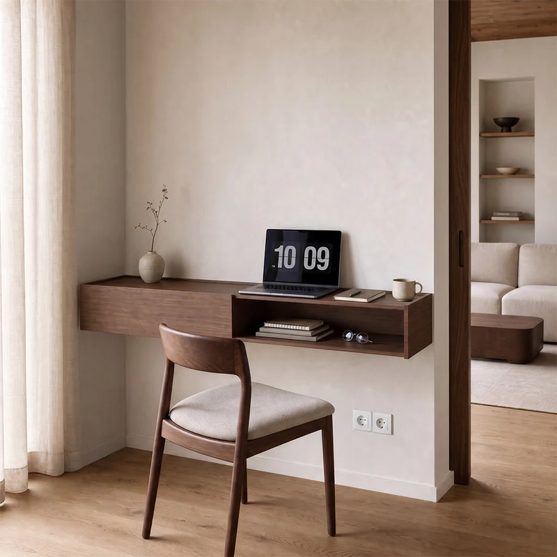 Dalea Floating Shelf with Drawers · Walnut Decor – 2 Modules