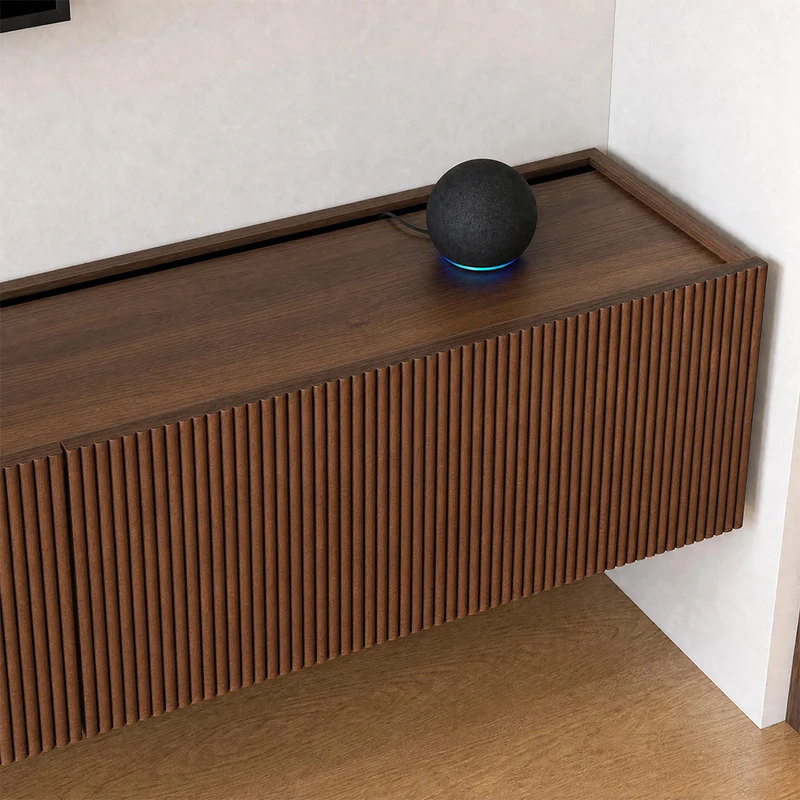 Dalea Floating Shelf with Drawers · Walnut Decor – 2 Modules