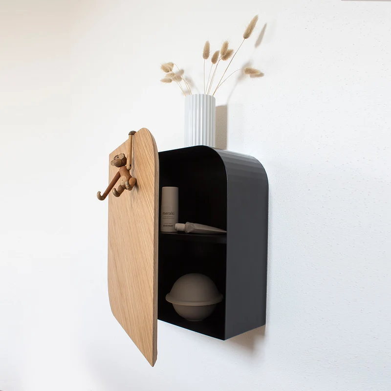 Cielo Wall Cabinet · White pigmented oak & black