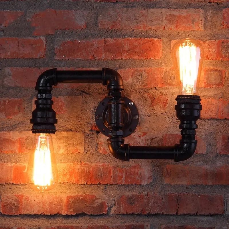 Applique Murale Industrielle Tuyau Double