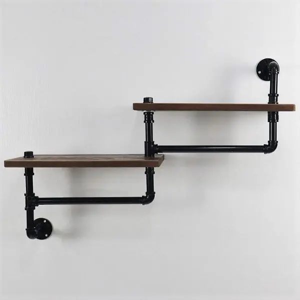 Étagère Murale Industrielle Bois Et Métal Suspendue