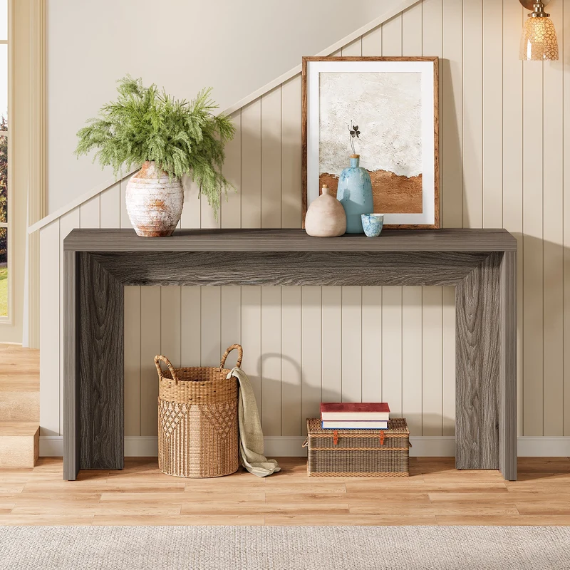Tribesigns Console style campagne 140 cm, Table d'entrée étroite avec rangement