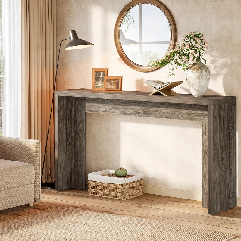 Tribesigns Console style campagne 140 cm, Table d'entrée étroite avec rangement