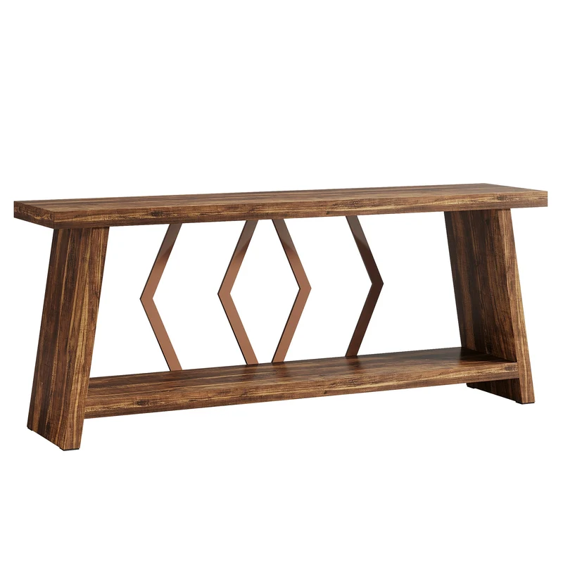 Tribesigns Console extra-longue de 180 cm avec 2 étagères, Table d'appoint étroite pour salon et entrée