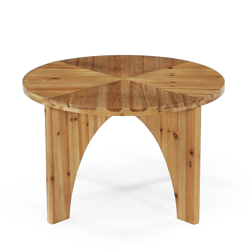 Tribesigns Table basse ronde en bois massif 80 cm, Style campagnard avec pieds incurvés