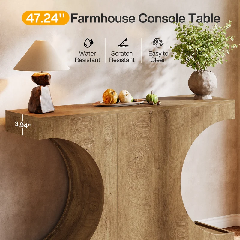 Tribesigns Console étroite de 105 cm de style campagnard, Table d'entrée avec piètement en C