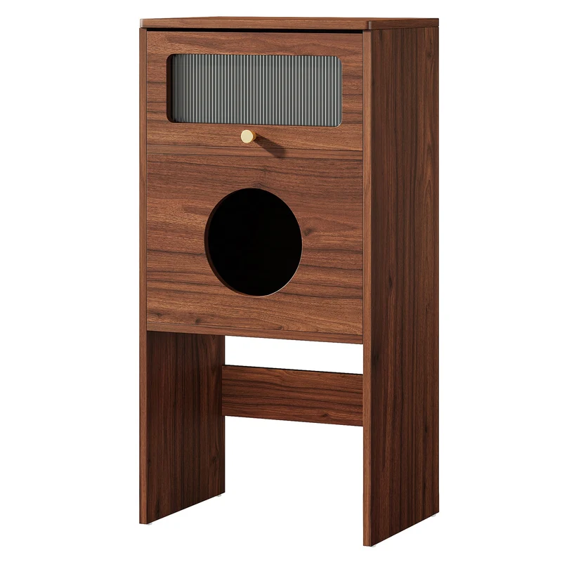 Tribesigns Meuble pour chat avec espace de rangement, Meuble pour bac à litière et table d'appoint 2 en 1