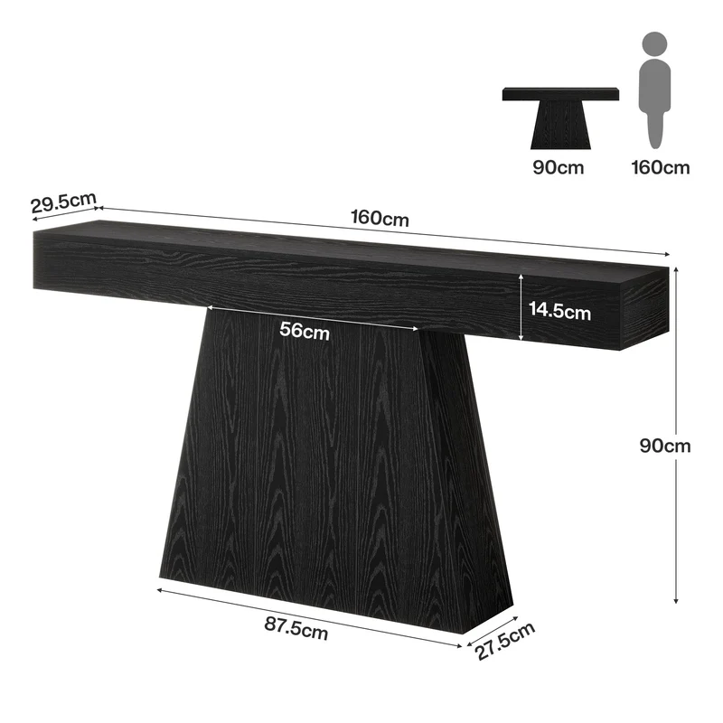 Tribesigns Console de 160 cm, Table d'entrée étroite de style campagnard avec piètement trapézoïdal