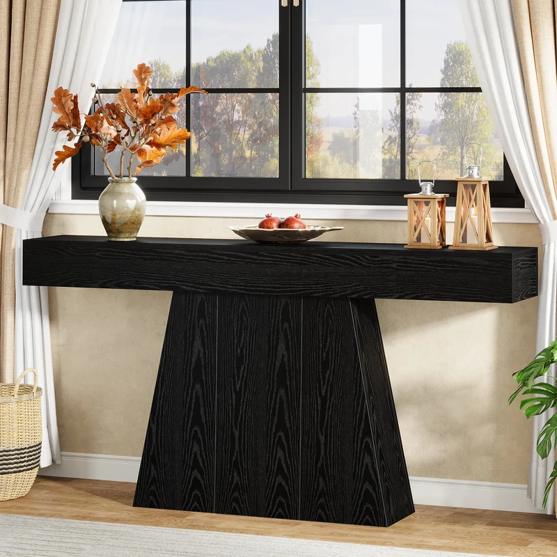 Tribesigns Console de 160 cm, Table d'entrée étroite de style campagnard avec piètement trapézoïdal