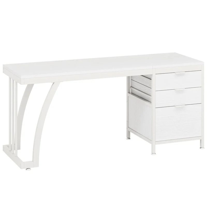 Tribesigns Bureau informatique industriel, Bureau 150 cm avec armoire à tiroirs réversible