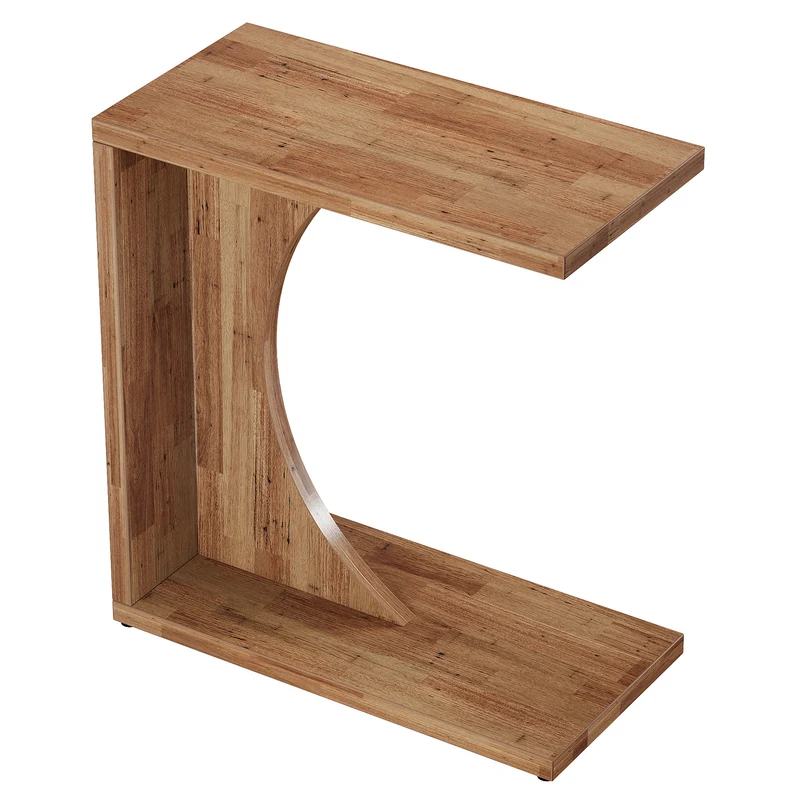 Tribesigns Table d'appoint en forme de C 60×30×65 cm, Style rustique pour canapé