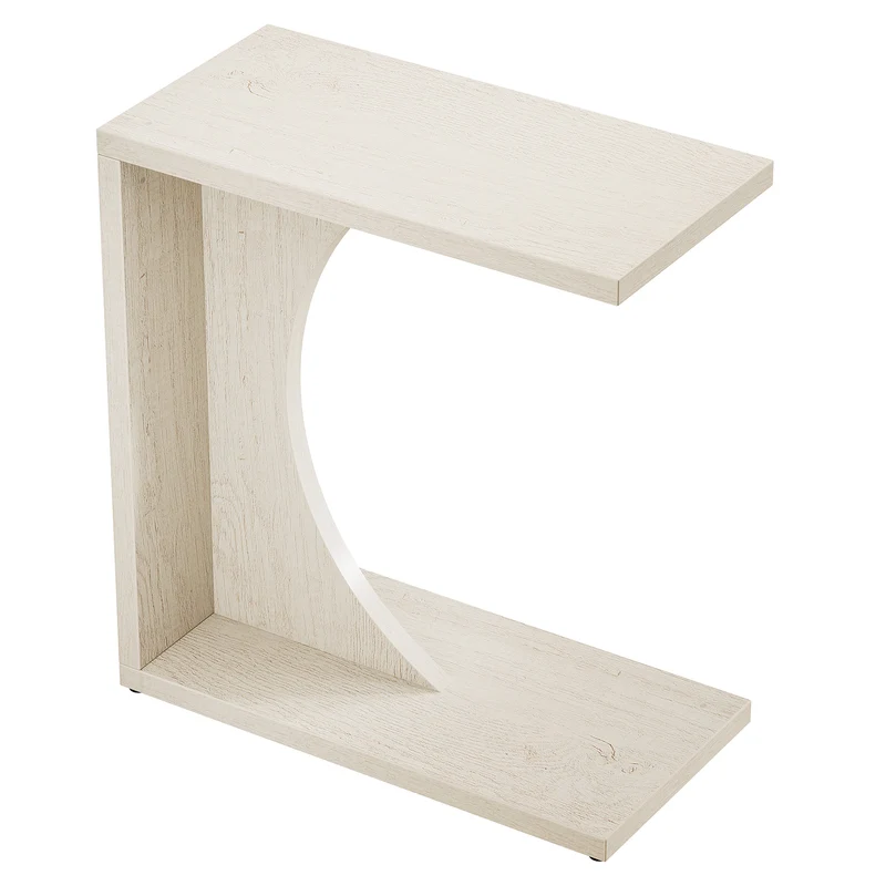 Tribesigns Table d'appoint en forme de C 60×30×65 cm, Style rustique pour canapé