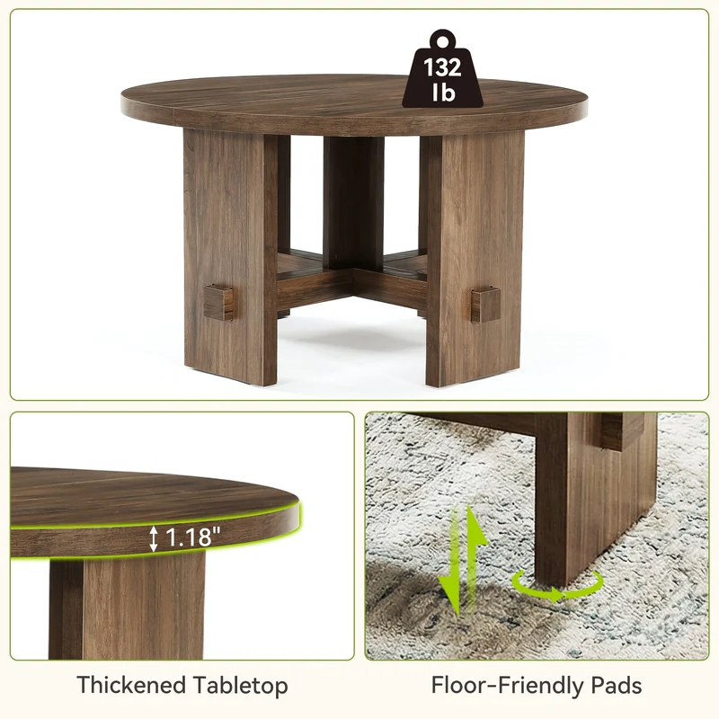 Tribesigns Table basse ronde de 80 cm avec piètement, Petite table de style campagnard