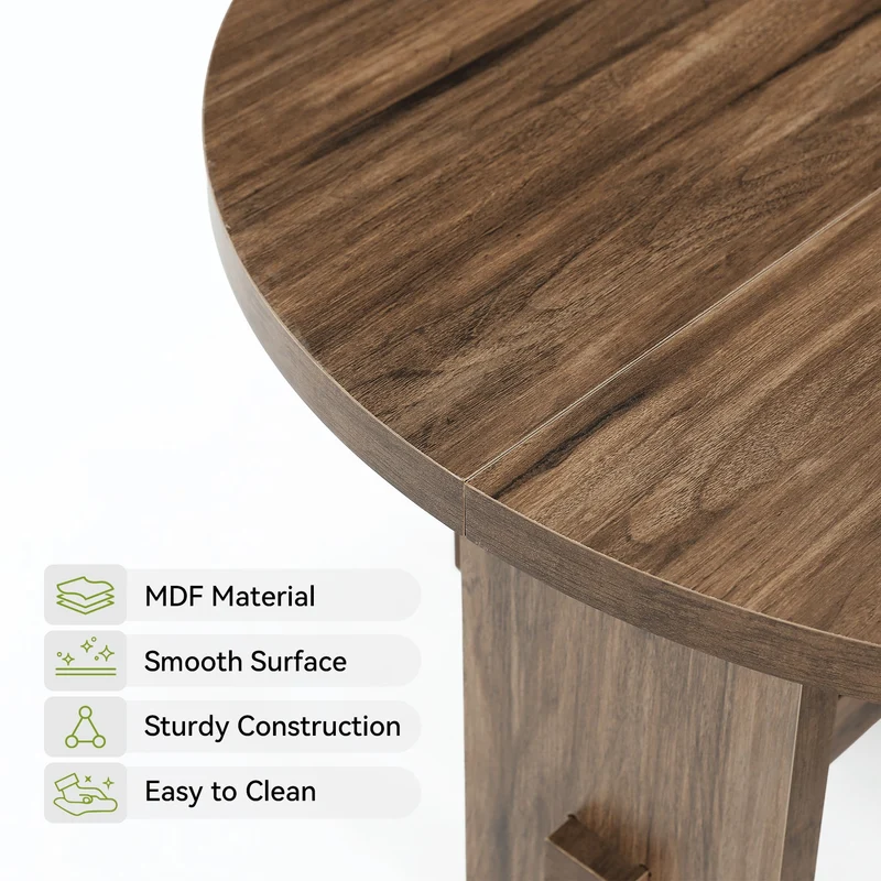Tribesigns Table basse ronde de 80 cm avec piètement, Petite table de style campagnard
