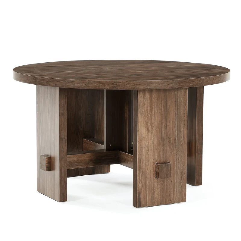 Tribesigns Table basse ronde de 80 cm avec piètement, Petite table de style campagnard