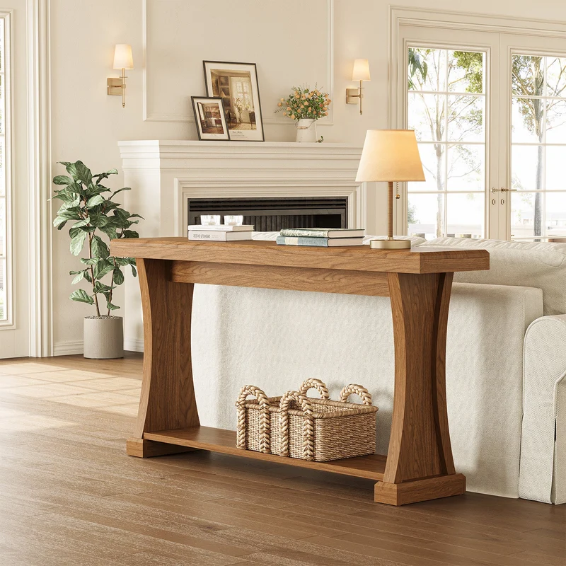 Tribesigns Console de 160 cm de long avec 2 étagères idéale pour un couloir étroit ou comme table d'appoint, aspect bois