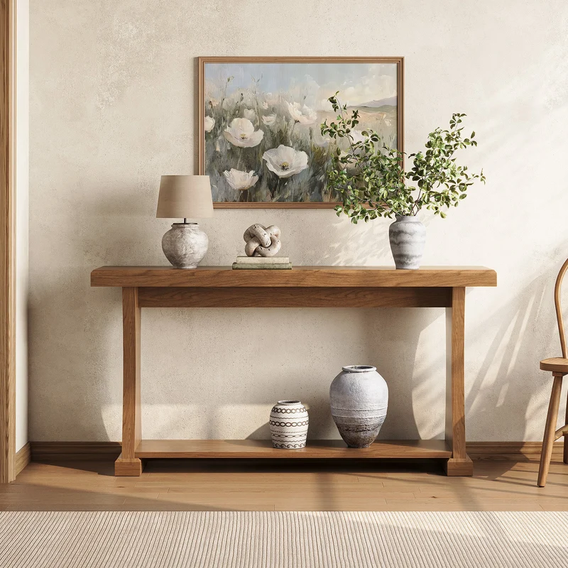 Tribesigns Console de 160 cm de long avec 2 étagères idéale pour un couloir étroit ou comme table d'appoint, aspect bois