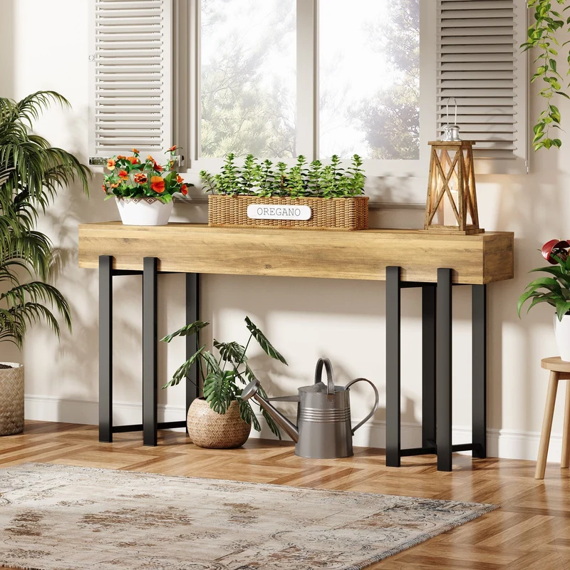 Tribesigns Console de 160 cm, Table-banc en bois pour hall d'entrée