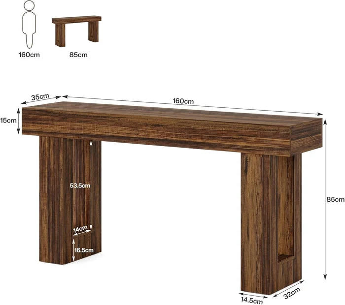 Tribesigns Console rectangulaire en bois de 160 cm de diamètre à placer derrière un canapé