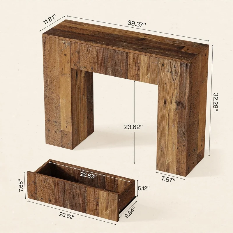 Tribesigns Table console avec tiroirs, Table d'appoint étroite Table de couloir pour petits espaces