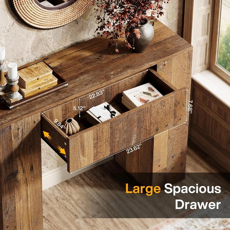 Tribesigns Table console avec tiroirs, Table d'appoint étroite Table de couloir pour petits espaces