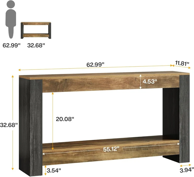 Tribesigns Table Console de 160 cm de Long pour entrée, Table d’Entrée en Bois Rustique pour Salon