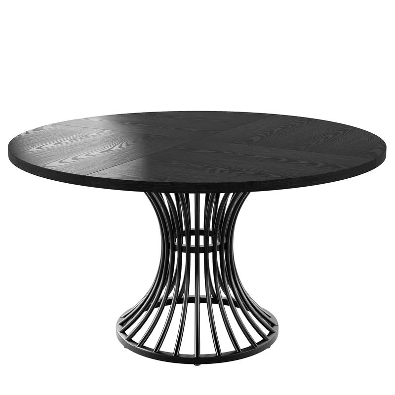 Tribesigns Table de salle à manger ronde pour 4 à 6 personnes, Table de cuisine ronde avec pied en métal pour cuisine