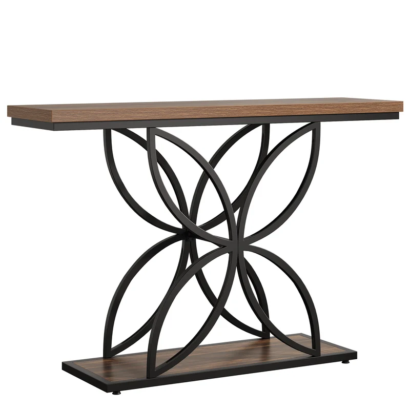 Tribesigns Table console industrielle pour entrée, Table basse avec pied papillon en métal unique
