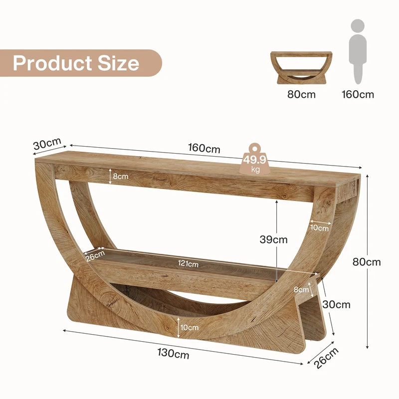 Tribesigns Table Console 160 cm, Industrielle Table d'entrée à Deux Fermier avec étagères de Rangement