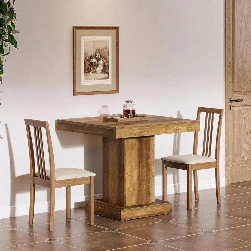 Tribesigns Table de salle à manger carrée pour 4 personnes, Table de cuisine de ferme avec socle robuste
