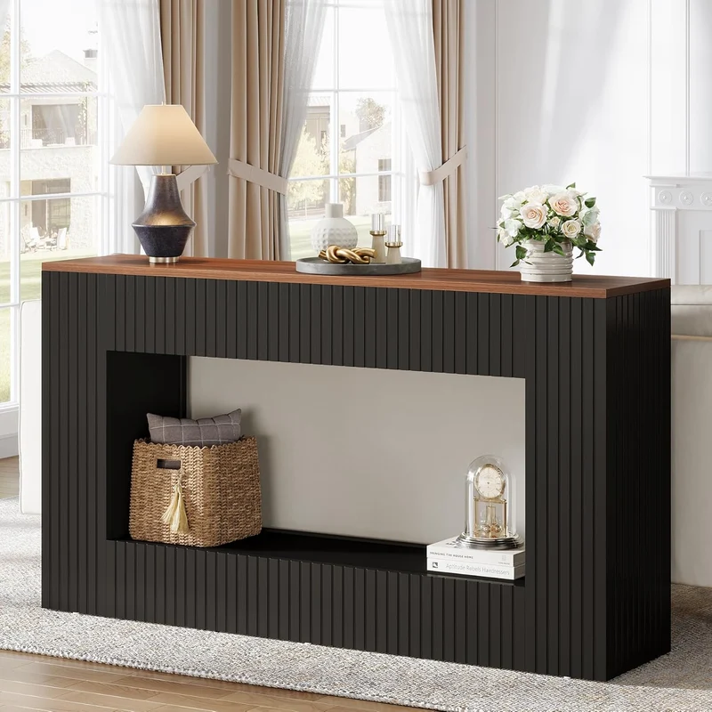 Tribesigns Table console moderne, Table de couloir étroite avec rangement Table basse en bois