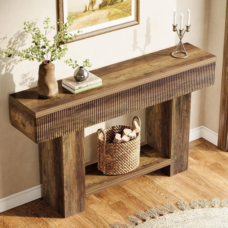 Tribesigns Console de 140 cm avec rangement, Table d'entrée de style champêtre