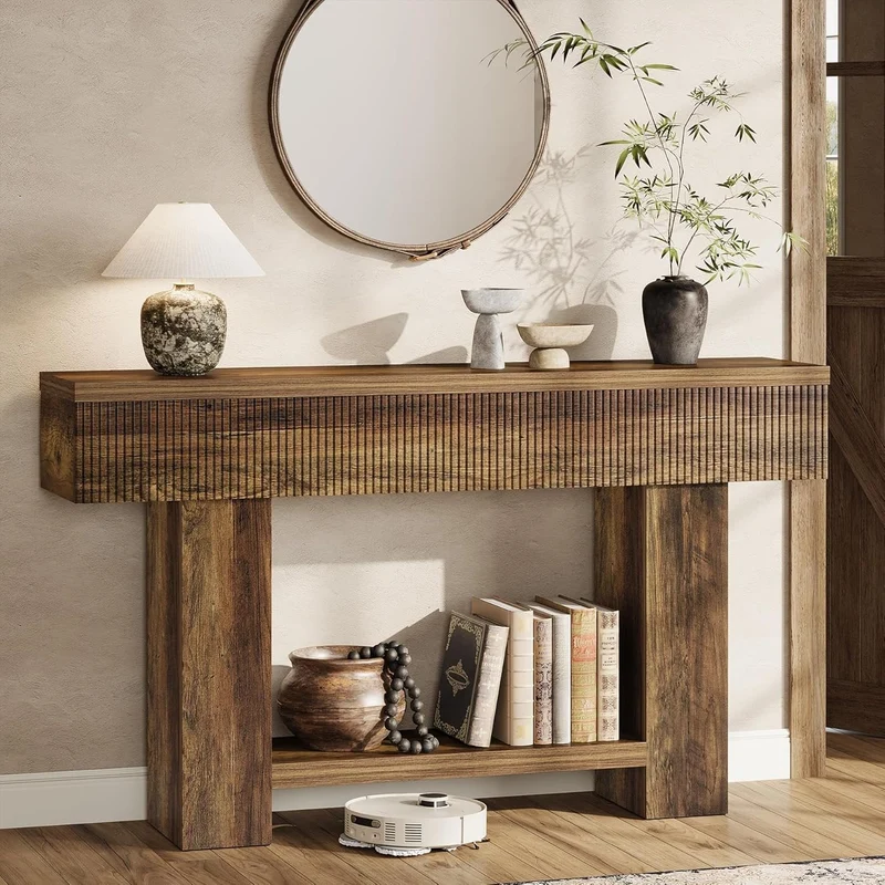 Tribesigns Console de 140 cm avec rangement, Table d'entrée de style champêtre
