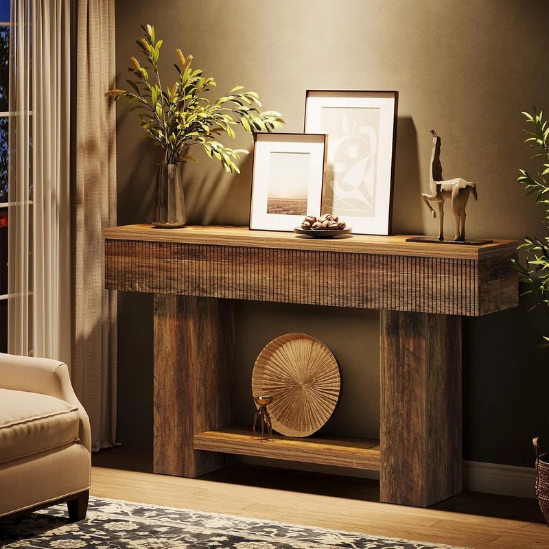 Tribesigns Console de 140 cm avec rangement, Table d'entrée de style champêtre