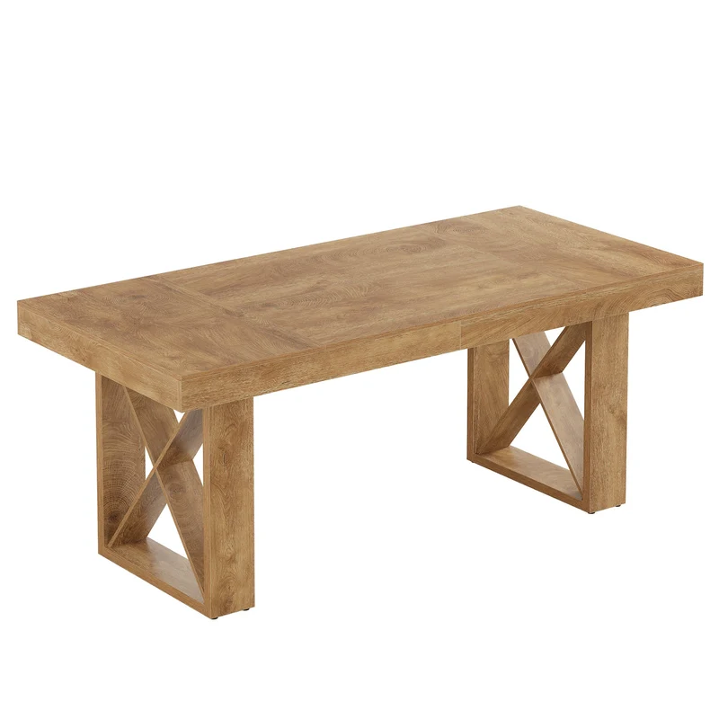 Tribesigns Table à manger de 160 cm pour 4 à 6 personnes, Style maison de campagne, aspect bois massif